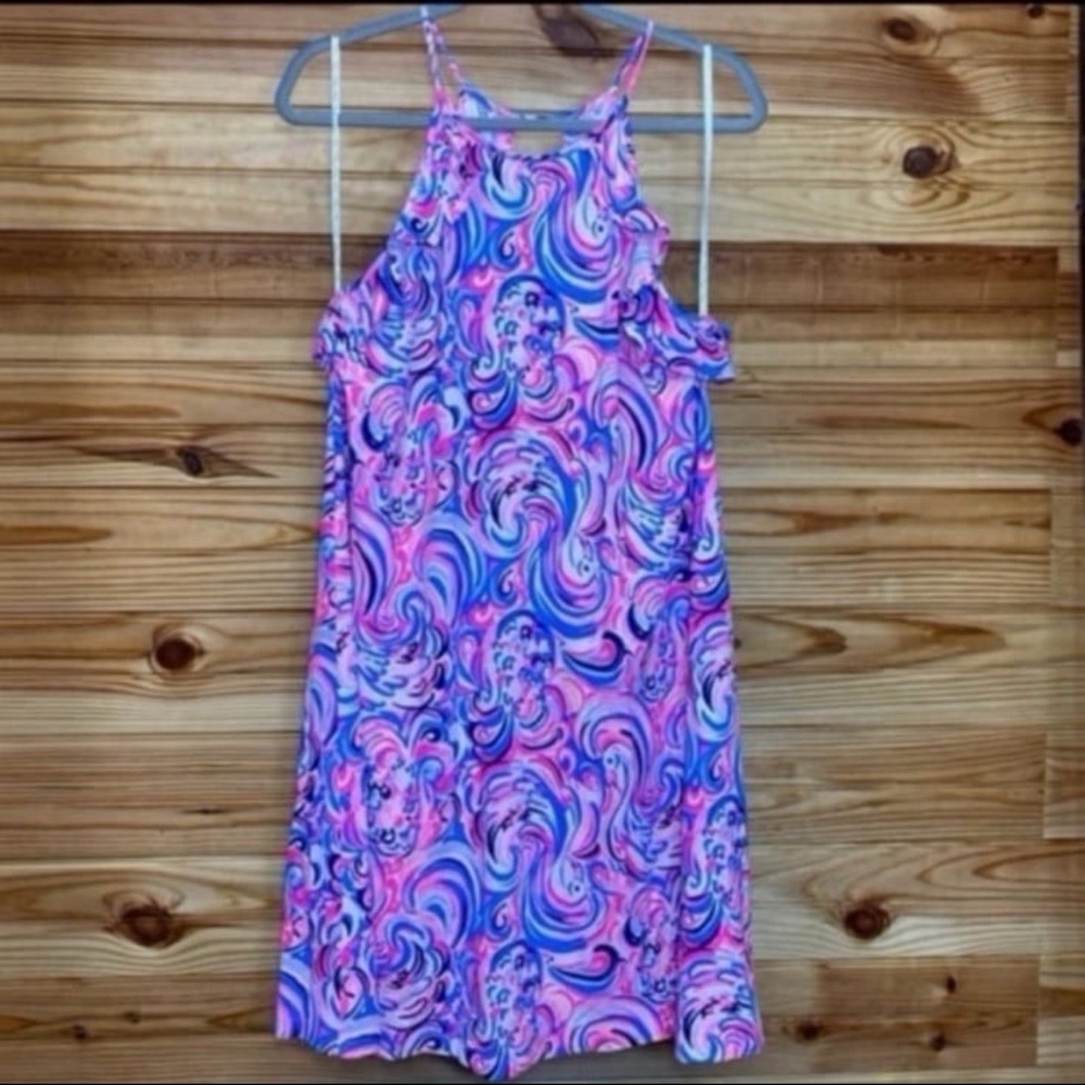 Lilly Pulitzer Raz Berry Flamingoals Billie Swing Dress Large EUC